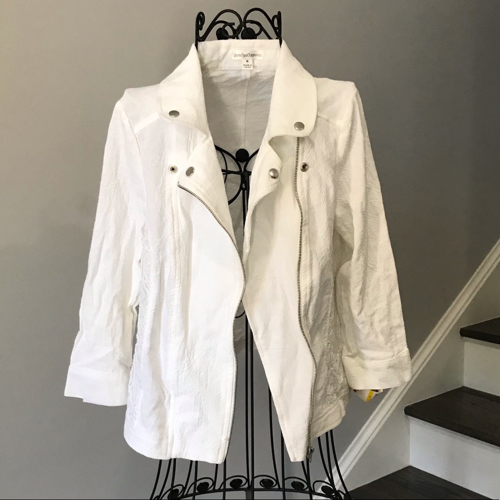 New JohnPaulRichard White Light Zip Up Jacket M - Picture 1 of 8